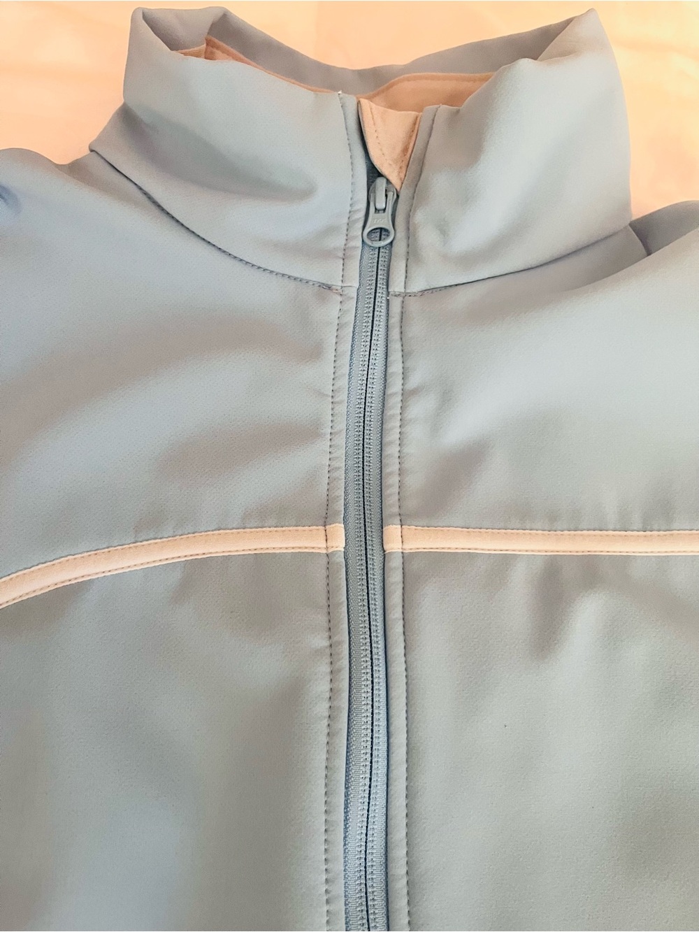 Columbia Pale Blue Bomber Jacket with Cream Trim